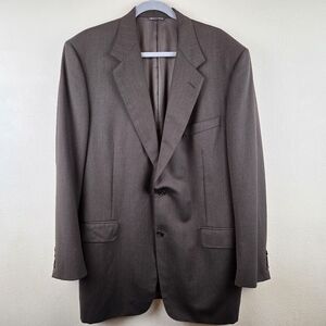 Vintage Canali Sport Coat 46L Olive Green Herringbone Wool Made in Italy